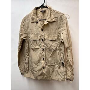 H&M Divided Men Jacket Sz Small Khaki Long Sleeve, Tab Zipper Pkt 100% Polyamide